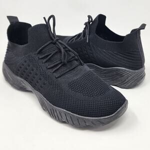 Wild Diva Sneakers Women 10 Black Knit Running Shoes Comfort Stretch